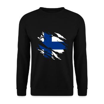 Finnland Flagge - Unisex Pullover - Schwarz - Vorne - Alina (178cm) & Michal (187cm)