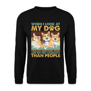 J'ai réalisé que parfois les chiens sont une meilleure compagnie - Sweat-shirt Unisexe - noir - Devant - Alina (178cm) & Michal (187cm)