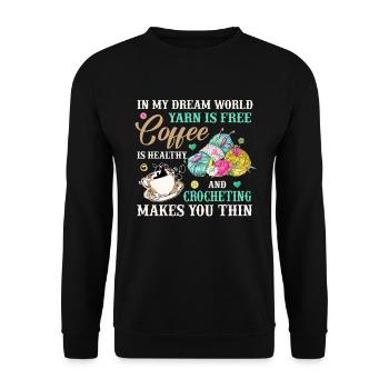 Le fil des amateurs de crochet est gratuit Le café est sain - Sweat-shirt Unisexe - noir - Devant - Alina (178cm) & Michal (187cm)