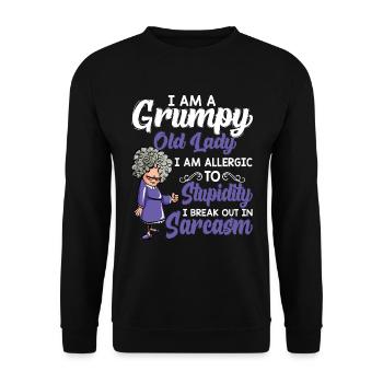 T-shirt grincheux vieux je suis allergique à la stupidité - Sweat-shirt Unisexe - noir - Devant - Alina (178cm) & Michal (187cm)