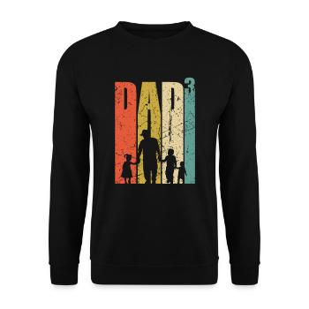 Dad hoch 3 stolzer Vater 3 Kinder dreifacher Papa - Unisex Pullover - Schwarz - Vorne - Alina (178cm) & Michal (187cm)