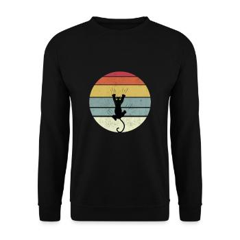 Cat shirt vintage kitty retro cats ladies - Unisex Sweatshirt - black - Front - Alina (178cm) & Michal (187cm)