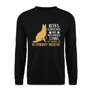 Bites Scratches And Mysterious Stains T Shirt - Unisex Sweatshirt - black - Front - Alina (178cm) & Michal (187cm)