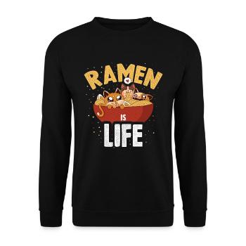 Ramen Is Life Ramen Lustig Geschenk - Unisex Pullover - Schwarz - Vorne - Alina (178cm) & Michal (187cm)