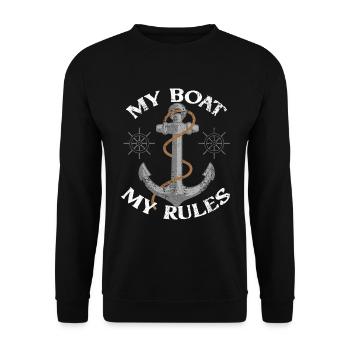 My Boat My Rules Sailing Gift - Unisex Sweatshirt - black - Front - Alina (178cm) & Michal (187cm)