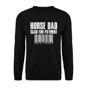 Horse Dad Scan For Payment Funny T Shirt - Unisex Pullover - Schwarz - Vorne - Alina (178cm) & Michal (187cm)