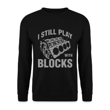 I Still Play With Blocks Funny Mechanic - Unisex Sweatshirt - black - Front - Alina (178cm) & Michal (187cm)