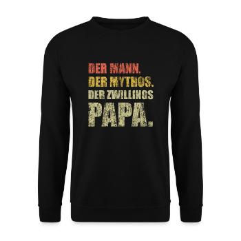 Der Mann der Mythos der Zwillingspapa Geschenk - Unisex Pullover - Schwarz - Vorne - Alina (178cm) & Michal (187cm)