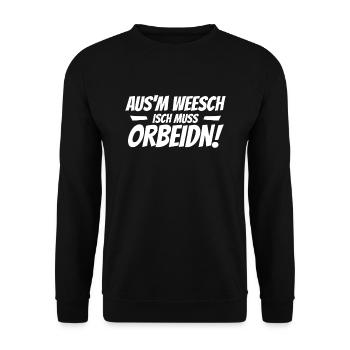 Aus dem Weg ich muss arbeiten sächsisch Sachsen - Unisex Pullover - Schwarz - Vorne - Alina (178cm) & Michal (187cm)