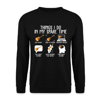 Things I Do In My Spare Time Guitar Player T Shirt - Sweat-shirt Unisexe - noir - Devant - Alina (178cm) & Michal (187cm)