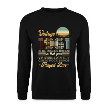 Vintage 1961 Rock Music Lovers Birthday Gift Shirt - Unisex Pullover - Schwarz - Vorne - Alina (178cm) & Michal (187cm)
