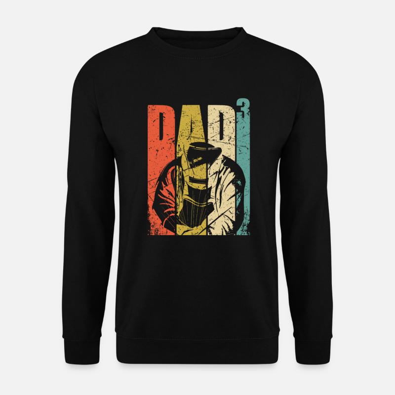 Schweißer Papa Geschenk 3 Kinder Dad hoch 3 - Unisex Pullover - Schwarz