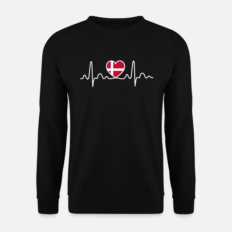 Denmark flag heartbeat - Unisex Sweatshirt - black