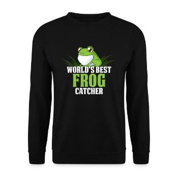 Frog Hunter Frog Catcher - Unisex Pullover - Schwarz - Vorne - Alina (178cm) & Michal (187cm)