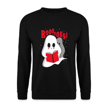 Lesen Buch Bücher Leser Geschenk - Unisex Pullover - Schwarz - Vorne - Alina (178cm) & Michal (187cm)