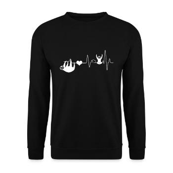 Sloth sloth heartbeat EKG heartbeat motifs - Unisex Sweatshirt - black - Front - Alina (178cm) & Michal (187cm)