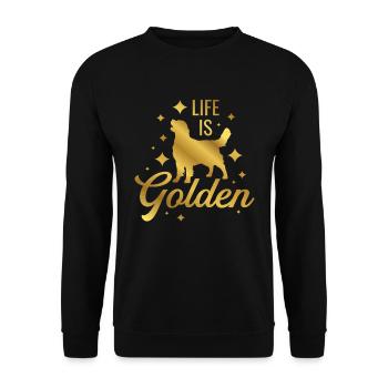 Life Is Golden Retriever Dog Gift - Unisex Sweatshirt - black - Front - Alina (178cm) & Michal (187cm)
