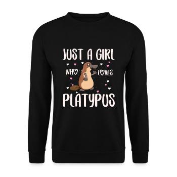just a girl who loves platypus - Unisex Pullover - Schwarz - Vorne - Alina (178cm) & Michal (187cm)