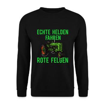 echte helden fahren rote felgen - Unisex Pullover - Schwarz - Vorne - Alina (178cm) & Michal (187cm)