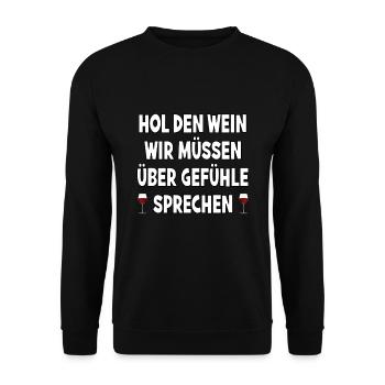 Wein Rotwein Gefühle Alkohol Witziges Geschenk - Unisex Pullover - Schwarz - Vorne - Alina (178cm) & Michal (187cm)
