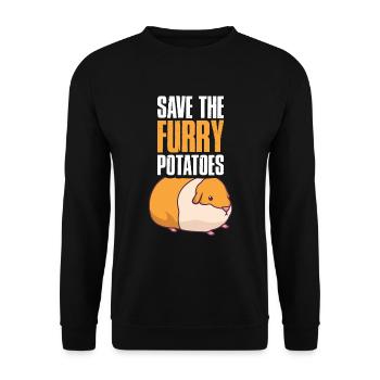 Save The Furry Potatoes Cobaye - Sweat-shirt Unisexe - noir - Devant - Alina (178cm) & Michal (187cm)