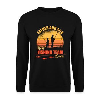 Dad and Son Best Fishing Team Angler Gift - Unisex Sweatshirt - black - Front - Alina (178cm) & Michal (187cm)