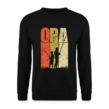 Opa und Enkel Angler Geschenke Angeln Opa - Unisex Pullover - Schwarz - Vorne - Alina (178cm) & Michal (187cm)