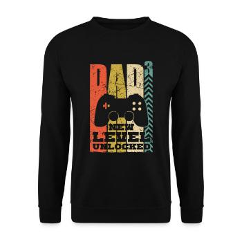 triple dad gamer dad 3 kids retro gamer - Unisex Sweatshirt - black - Front - Alina (178cm) & Michal (187cm)
