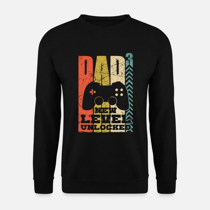 dreifacher Papa Gamer Vater 3 Kinder Retro Zocker - Unisex Pullover - Schwarz