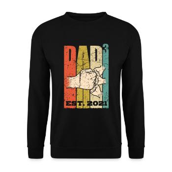 Dad to the power of 3 father of three, dad with three children - Unisex Sweatshirt - black - Front - Alina (178cm) & Michal (187cm)