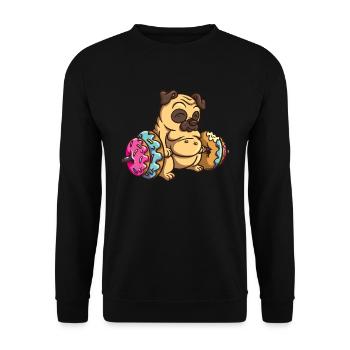 Donut Deadlift Pug - Funny Fitness Bodybuilder Dog - Unisex Sweatshirt - black - Front - Alina (178cm) & Michal (187cm)
