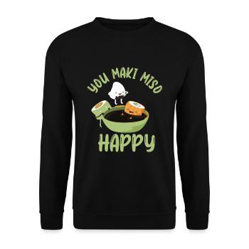 Funny sushi saying design - Unisex Sweatshirt - black - Front - Alina (178cm) & Michal (187cm)