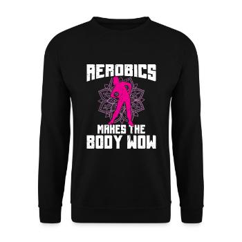 Retro Aerobic Sport Design - Unisex Pullover - Schwarz - Vorne - Alina (178cm) & Michal (187cm)