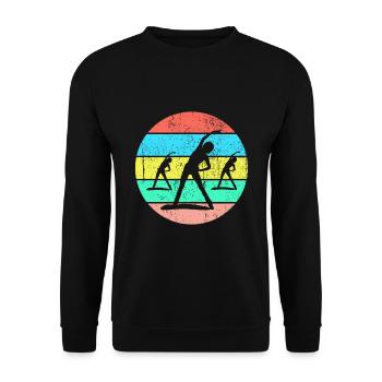 Retro Aerobic Sport Design - Unisex Pullover - Schwarz - Vorne - Alina (178cm) & Michal (187cm)