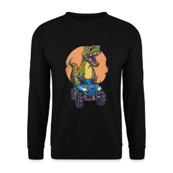 T Rex Riding Quad Bike - Funny Trex Dinosaur Rider - Sweat-shirt Unisexe - noir - Devant - Alina (178cm) & Michal (187cm)