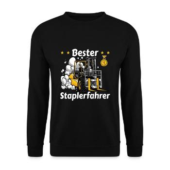 Staplerfahrer Geschenk Lagerist Lagerarbeiter - Unisex Pullover - Schwarz - Vorne - Alina (178cm) & Michal (187cm)