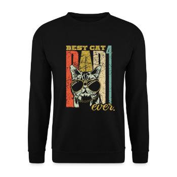 Best Cat Dad ever vier Katzen vierfach Katzenpapa - Unisex Pullover - Schwarz - Vorne - Alina (178cm) & Michal (187cm)