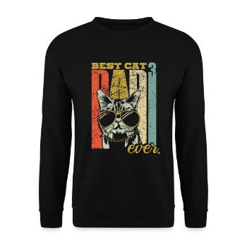 Best Cat Dad ever drei Katzen dreifach Katzenpapa - Unisex Pullover - Schwarz - Vorne - Alina (178cm) & Michal (187cm)