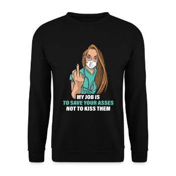 Krankenschwester Krankenhaus Pflegerin Geschenk - Unisex Pullover - Schwarz - Vorne - Alina (178cm) & Michal (187cm)
