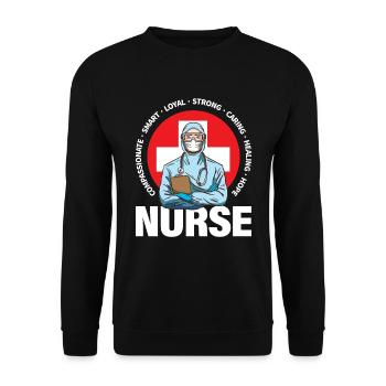 Krankenschwester Krankenhaus Pflegerin Geschenk - Unisex Pullover - Schwarz - Vorne - Alina (178cm) & Michal (187cm)
