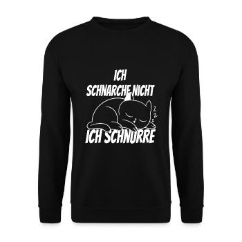 Ich schnarche nicht ich schnurre - Unisex Pullover - Schwarz - Vorne - Alina (178cm) & Michal (187cm)