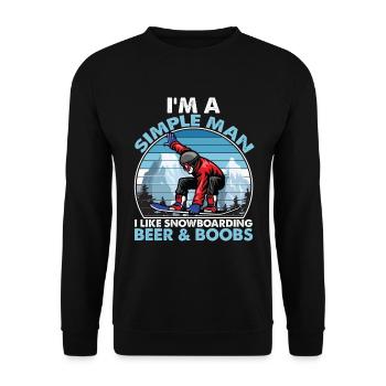 I Like Snowboarding Beer & Boobs - Unisex Pullover - Schwarz - Vorne - Alina (178cm) & Michal (187cm)