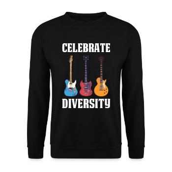 Celebrate Diversity Gitarre Geschenk - Unisex Pullover - Schwarz - Vorne - Alina (178cm) & Michal (187cm)