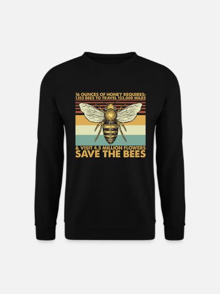 Bee Vintage Retro Funny Honey Requires - Unisex Pullover - Schwarz