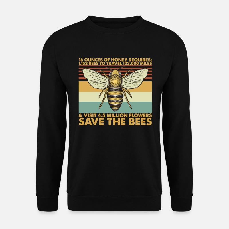 Bee Vintage Retro Funny Honey Requires - Unisex Pullover - Schwarz