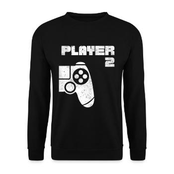 Player 1 Player 2 Gamer Partnerlook - Unisex Pullover - Schwarz - Vorne - Alina (178cm) & Michal (187cm)