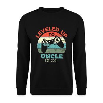 Level Up To Uncle Gamer Zocken New Uncle - Unisex Sweatshirt - black - Front - Alina (178cm) & Michal (187cm)