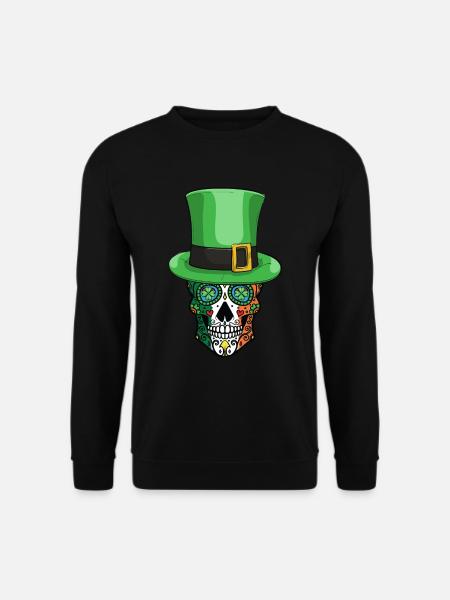 Irish Sugar Skull Funny Leprechaun Hat - Unisex Pullover - Schwarz