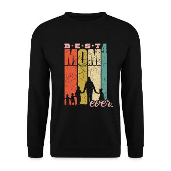 Best Mom Ever vierfache Mama Mutter mit 4 Kindern - Unisex Pullover - Schwarz - Vorne - Alina (178cm) & Michal (187cm)
