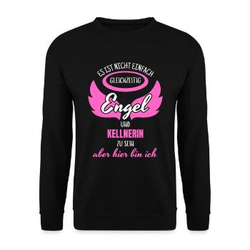 Kellnerin Engel - Unisex Pullover - Schwarz - Vorne - Alina (178cm) & Michal (187cm)